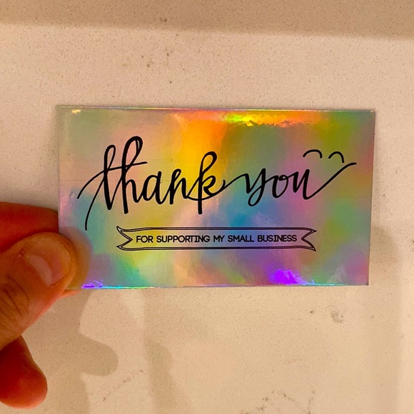 LAST 1!! New 30 Silver Reflective Thank You Cards - Picture 3 of 5